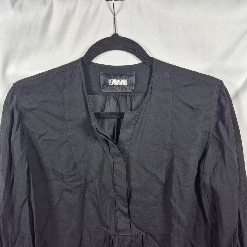 Reformation Top Womens Large Popover Button Down Blouse 3/4 Sleeve Capsule - Picture 3 of 6